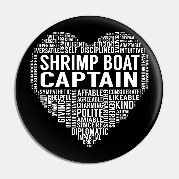 Shrimp Boat Captain Heart Pin by LotusTee