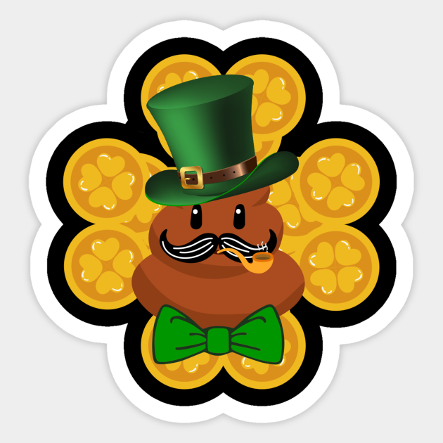 Funny Poop Emoji Pipe Mustache St Patricks Day Gold Coin - Funny Poop Emoji Pipe Mustache St Patri - Sticker | TeePublic Funny Poop Emoji Pipe Mustache St Patricks Day Gold Coin - Funny Poop Emoji Pipe Mustache St Patri - Sticker | TeePublic