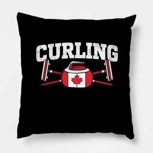 Canada Curling Broom Winter ice Sports Canadian Flag Curling Pillow