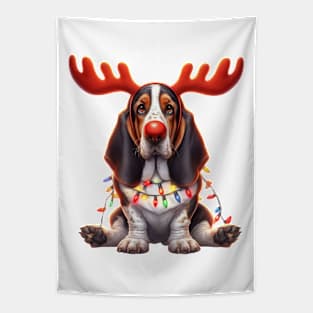 Christmas Red Nose Basset Hound Dog Tapestry