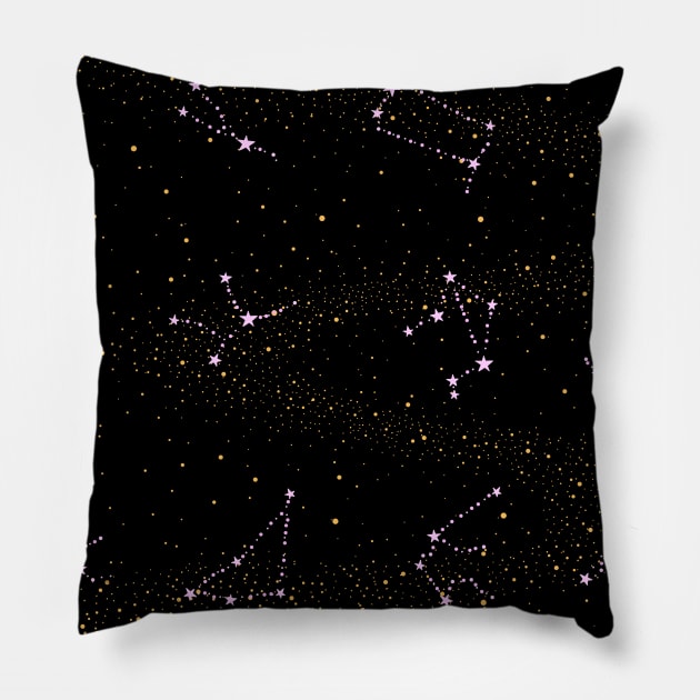 Zodiac Horoscope Star Signs Night Sky Pillow by Sierraillustration