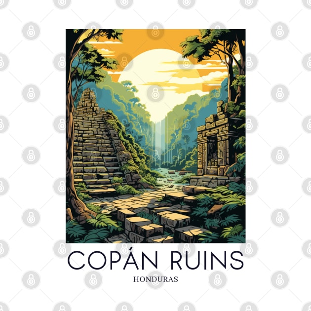 A Pop Art Travel Print of the Copán Ruins - Honduras by Studio Red Koala