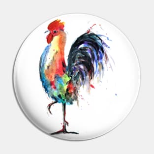 Colorful Rooster Standing Proud Pin