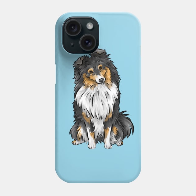 Sheltie | Shetland Sheepdog | Tricolour | Cute Dog Art Phone Case by Shirin Illustration