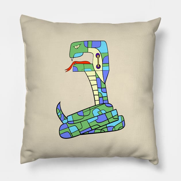 Aggressive King Cobra Pillow by Caving Designs