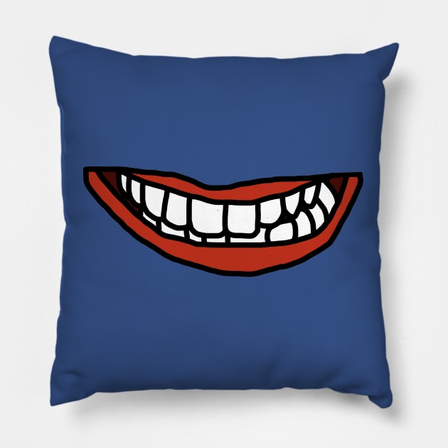 Red Lips White Teeth Mouth Pillow by ellenhenryart