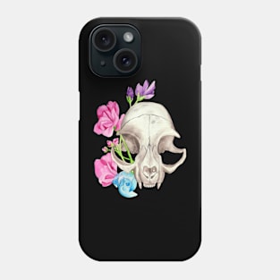 Cat Skull and Florals Phone Case