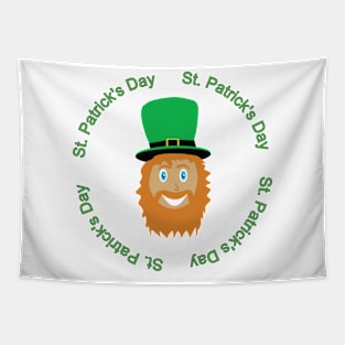 Cartoon of a man with long beard and green hat. St. Patrick's Day Tapestry