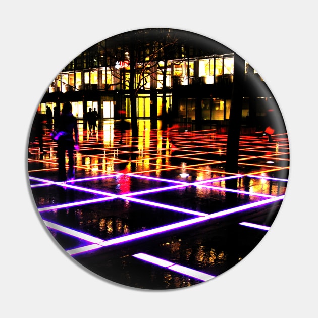 Finsbury Avenue Square, London, at night  - surreal city photo in red and purple Pin by AtlasMirabilis