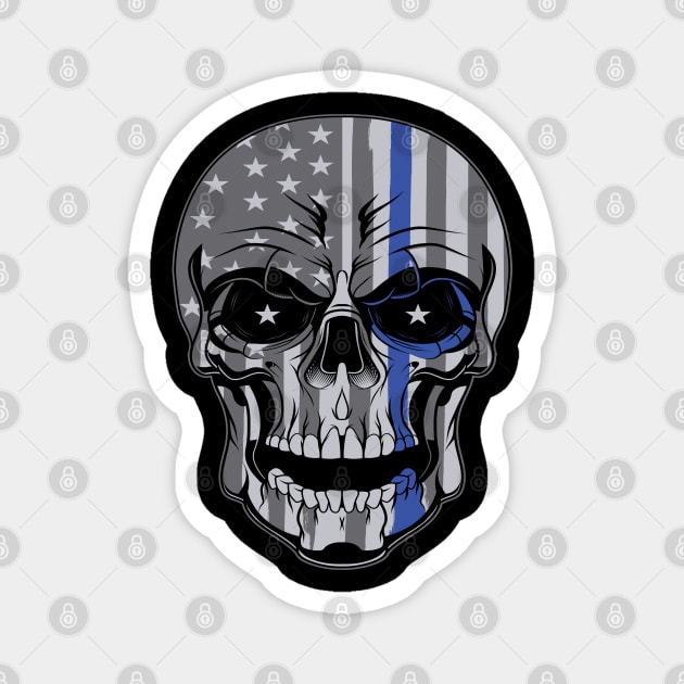 support the thin blue line skull design Magnet by Jandjprints