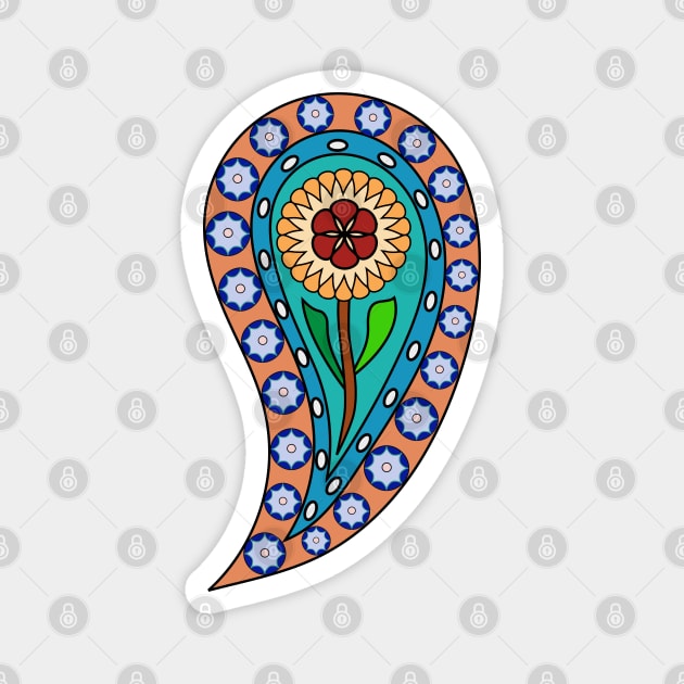 Traditional Persian Paisley (Bote Jeghe) Flower Magnet by Random Beauty