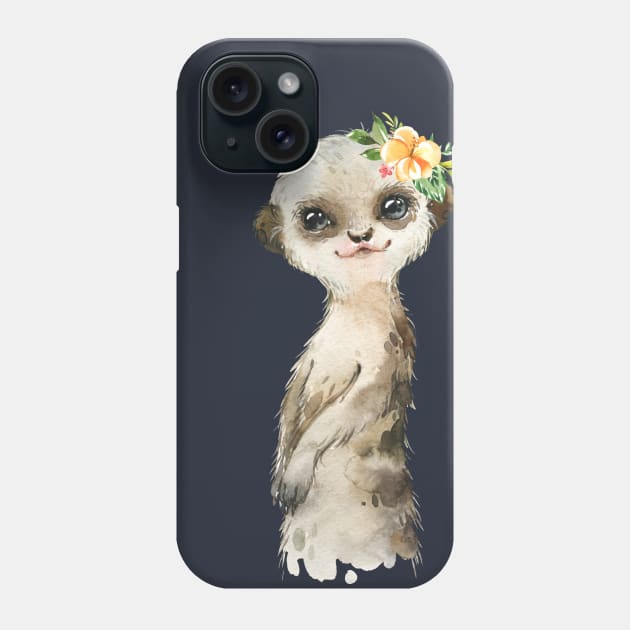 Adorable Meerkat with Flowers Phone Case by Krisb1371