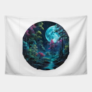 Moonlit Neon Jungle (625) Tapestry