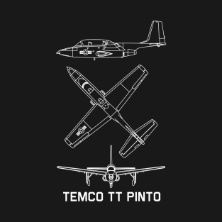 Temco TT Pinto American Primary Jet Trainer Aircraft Blueprint Diagram Gift T-Shirt