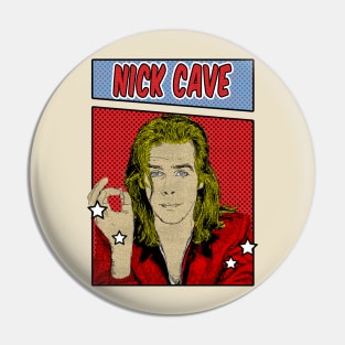 Nick Cave Smoke Pop Art Comic Style Pin