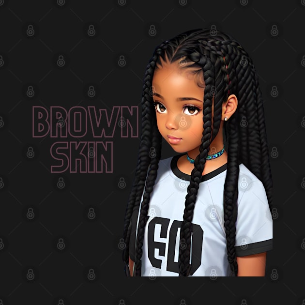 Brown Skin Long Braid Kids by Brown Skin Garms By Urmajes-Tees 