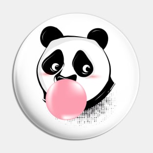 Panda makes bubble gum bubble with pink gum Pin