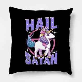 Cute & Funny Hail Satan Unicorn Satanic Metal Pun Pillow