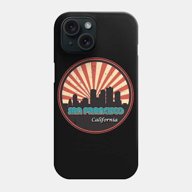 Vintage Retro San Francisco California City State Skyline Phone Case by kalponik