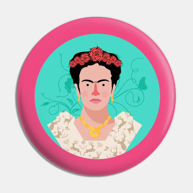 Cute Frida Kahlo Frida Kahlo Cartoon Pin Teepublic