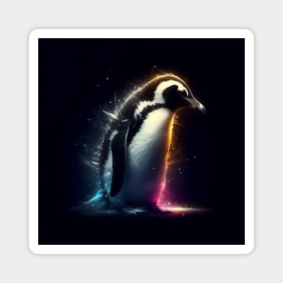 Monochromatic Antarctica Penguin Within Rainbow Colors Magnet