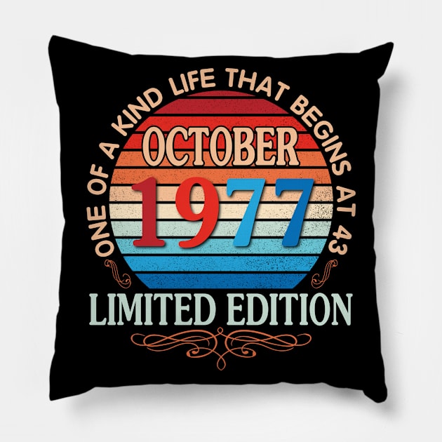 October 1977 One Of A Kind Life That Begins At 43 Years Old Limited Edition Happy Birthday To Me You Pillow by bakhanh123