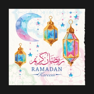 Ramadan Kareem Islamic Greeting Arabic Calligraphy Muslim Month Decorative Design T-Shirt