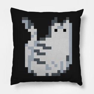 Cat Pixel Art - grey black Pillow