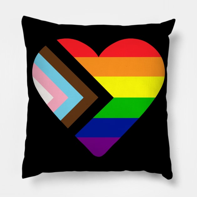 Progress Pride Flag Heart Pillow by NYXFN