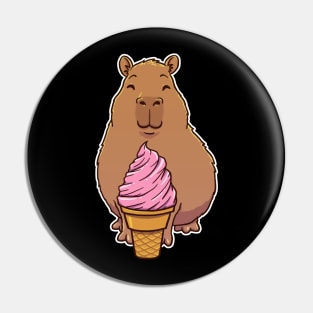 Capybara Strawberry Ice Cream Cone Pin