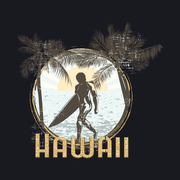 Hawaii Surfing Surfer Beach Illustration by Foxxy Merch