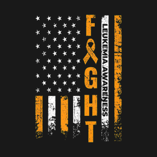 Fight USA Flag Leukemia Awareness Cancer Survivor T-Shirt