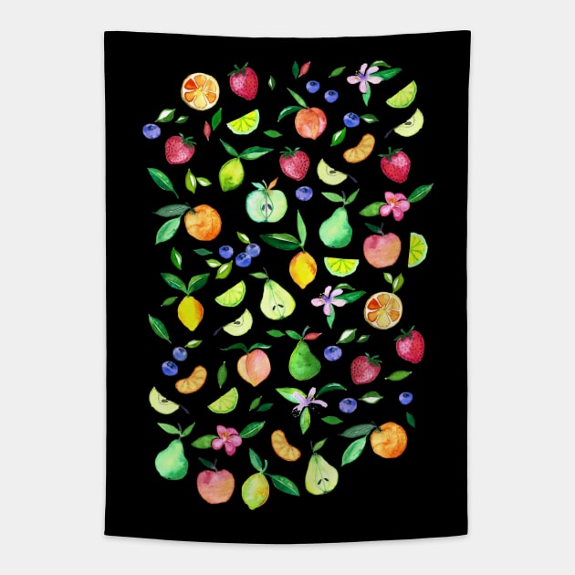 Fresh Fruit - a watercolor pattern Tapestry by micklyn