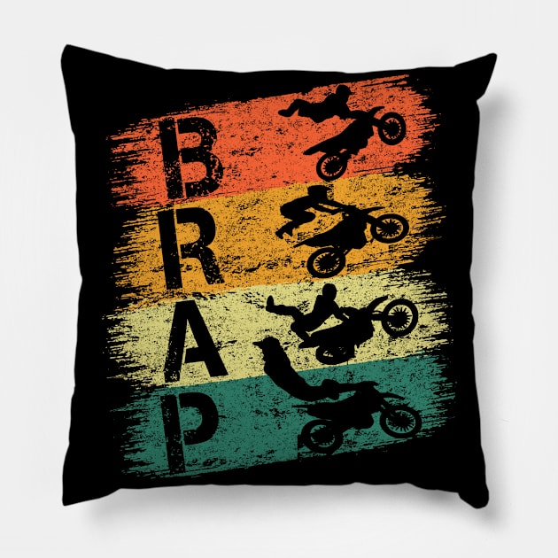 Retro Motocross Pillow by AllWellia