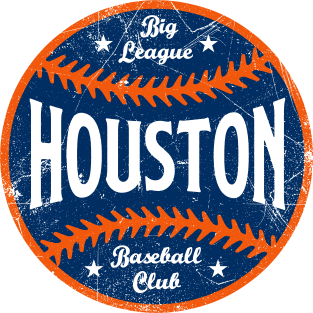 Houston Retro Big League Baseball - White Magnet