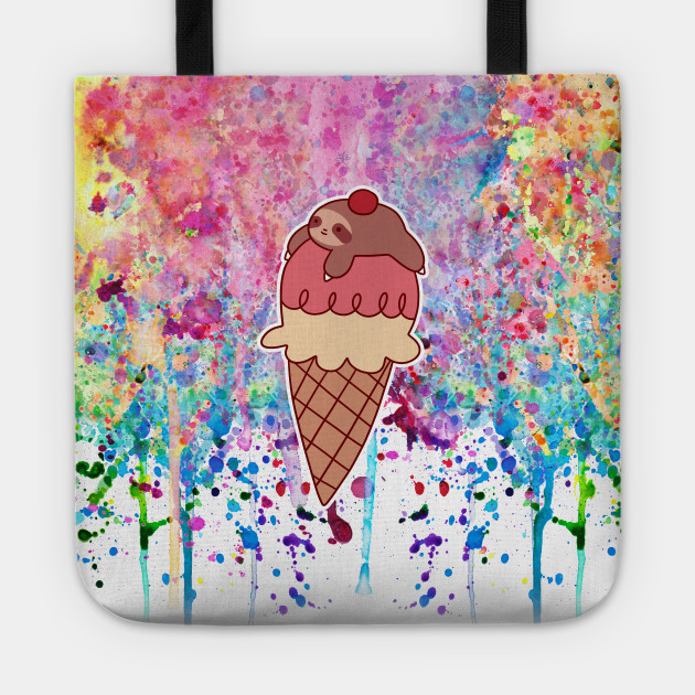 Icecream Cone Sloth Watercolor Paint Drip Sloth Tragetasche