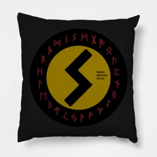 Yellow Sowulo Futhark Rune Symbol Pillow