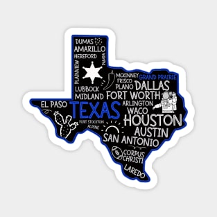 Grand Prairie Texas cute map Houston San Antonio Dallas Austin Fort Worth El Paso Magnet