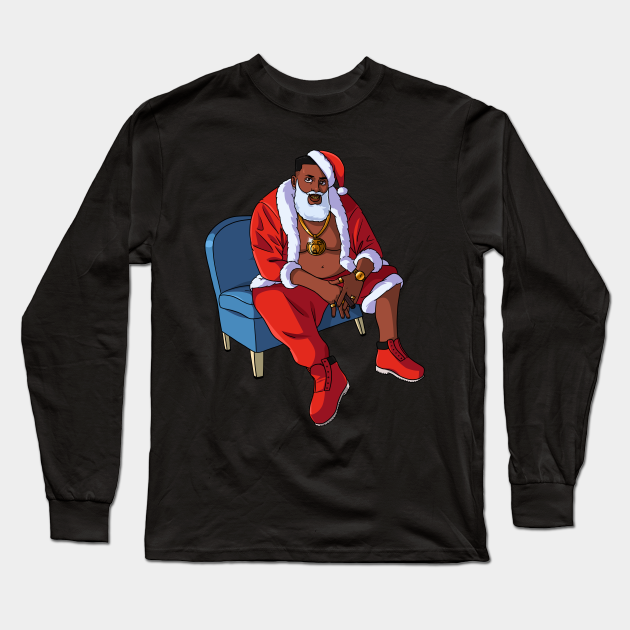 Black Santa Claus Gangster Christmas - Black Santa Claus - Long Sleeve T-Shirt