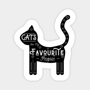 Cats Are My Favourite People - Black background, UK spelling Magnet