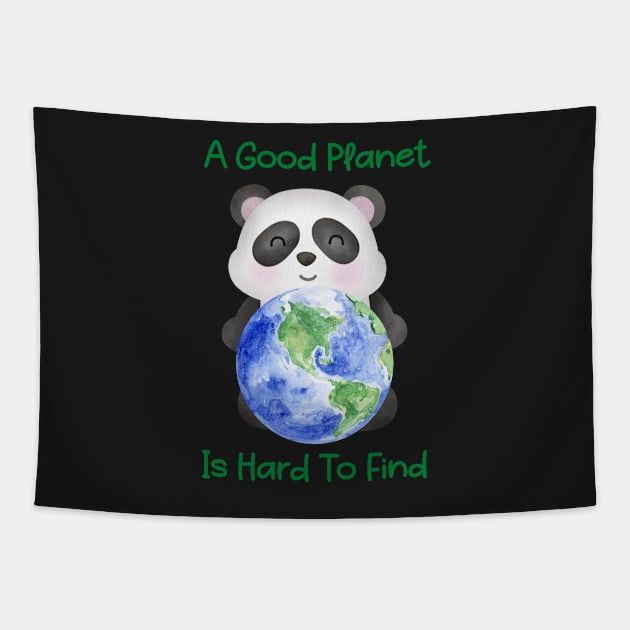 Cute Panda Holding Earth Save the Planet Tapestry by JanesCreations