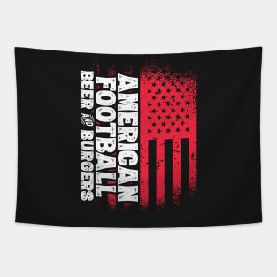 American Football Beer And Burgers - US Flag design Tapestry