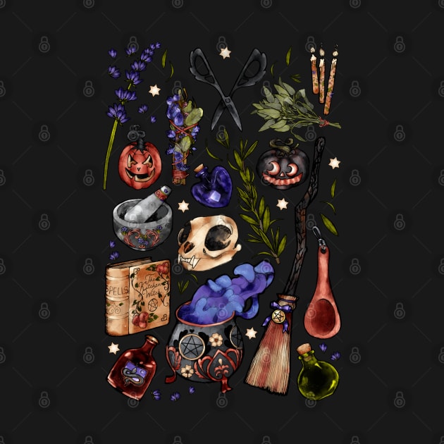 Kitchen Witch Green background by JJLosh