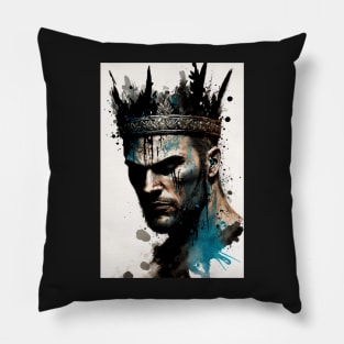 Fierce Warrior King Illustration Pillow