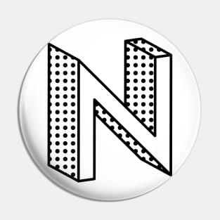 3D Ben Day Dot Isometric Letter N Pin