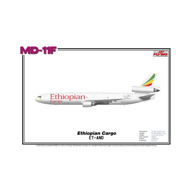 McDonnell Douglas MD-11F - Ethiopian Cargo (Art Print) by TheArtofFlying