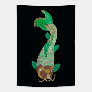 Green and Yellow Koi Fish Tapestry