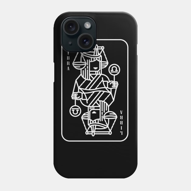 Libra Zodiac horoscope line art playing card style Phone Case by Shankara