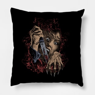 Dark art Girl and Knife Pillow