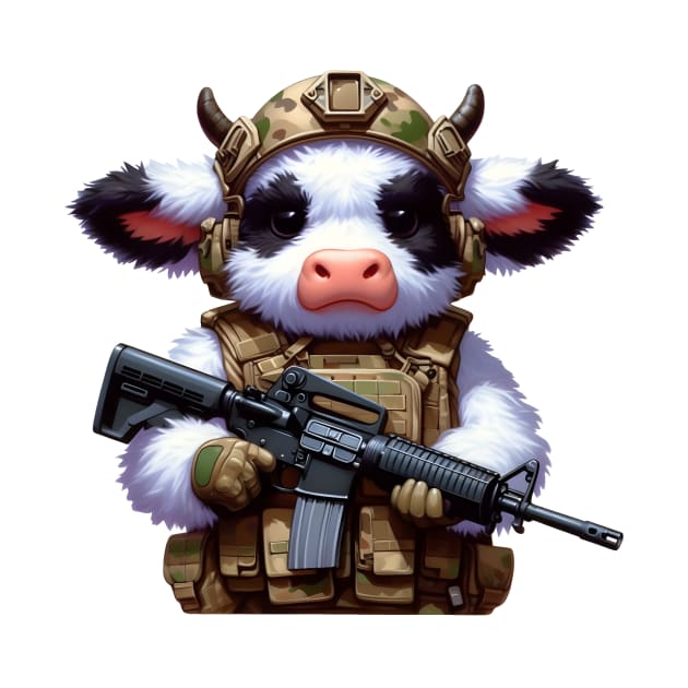 Tactical Fluffy Cow by Rawlifegraphic